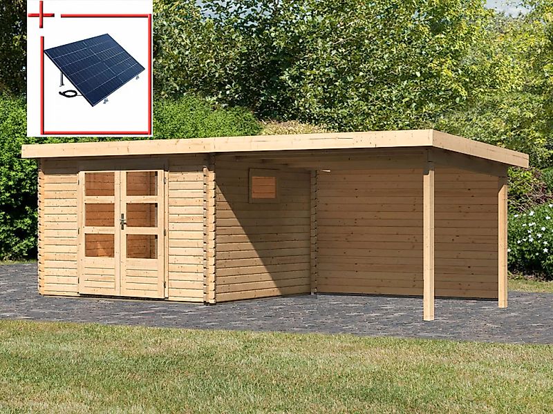 Karibu "Trittau 3" mit Anbaudach und Rückwand günstig online kaufen