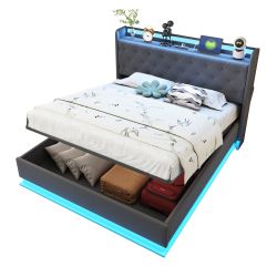 REDOM Polsterbett LED Doppelbett mit USB-Ladeanschluss günstig online kaufen