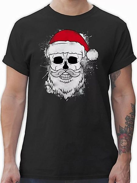 Shirtracer T-Shirt Totenkopf mit Weihnachtsmütze und Bart Weihachten Kleidu günstig online kaufen