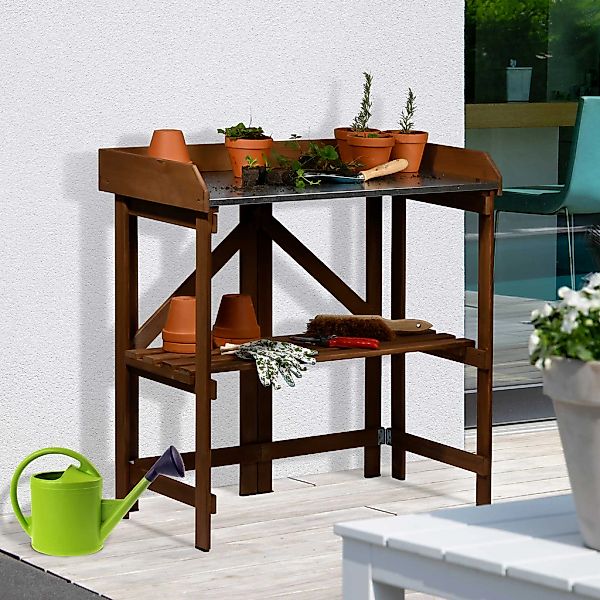 dobar Pflanztisch "faltbar mit Ablage, Dunkelbraun" günstig online kaufen