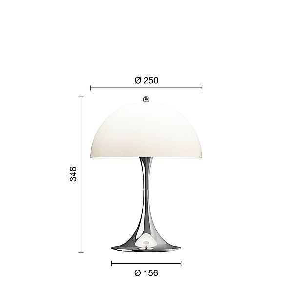 Louis Poulsen LED-Akkulampe Panthella 250, chrom/beige, IP44 günstig online kaufen