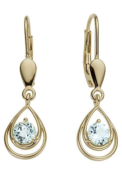 JOBO Paar Ohrhänger Tropfen, 585 Gold mit Blautopas günstig online kaufen