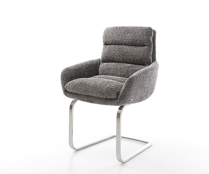 Freischwinger Abelia-Flex mit Armlehnen Bouclé Grau Freischwinger flach Ede günstig online kaufen
