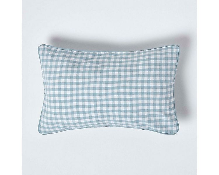 Homescapes Kissenhülle Gingham-Kissenbezug aus Baumwolle, 30 x 50 cm, blau günstig online kaufen