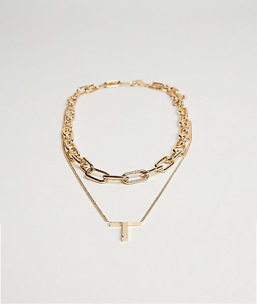 Bershka – Goldfarbene Halsketten mit Kettendesign und Kreuzanhänger im 2er- günstig online kaufen