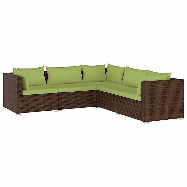 vidaXL 5-tlg Garten-Lounge-Set mit Kissen Poly Rattan Braun Modell 39 günstig online kaufen