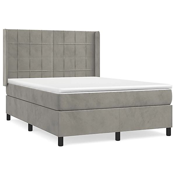 Vidaxl Boxspringbett Mit Matratze Hellgrau 140x190 Cm Samt günstig online kaufen