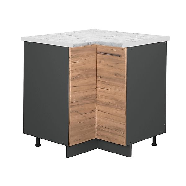 Vicco Eckunterschrank Fame-Line Goldkraft Eiche/Anthrazit 81 cm AP Marmor günstig online kaufen