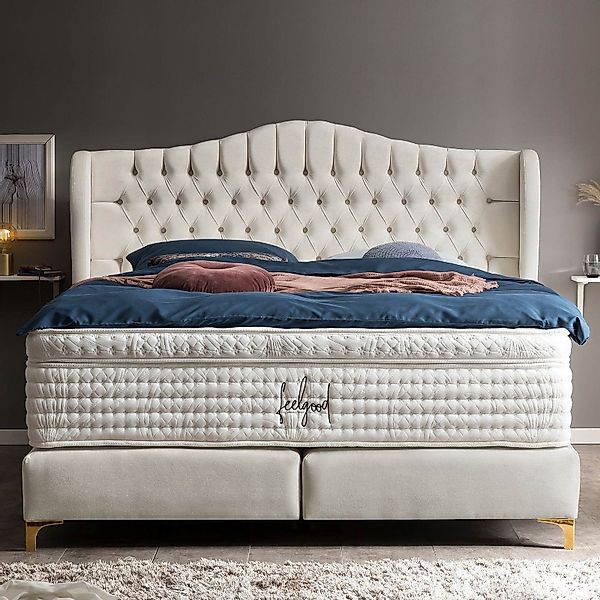 BettCo Boxspringbett Maison (in Creme Samt, günstig online kaufen