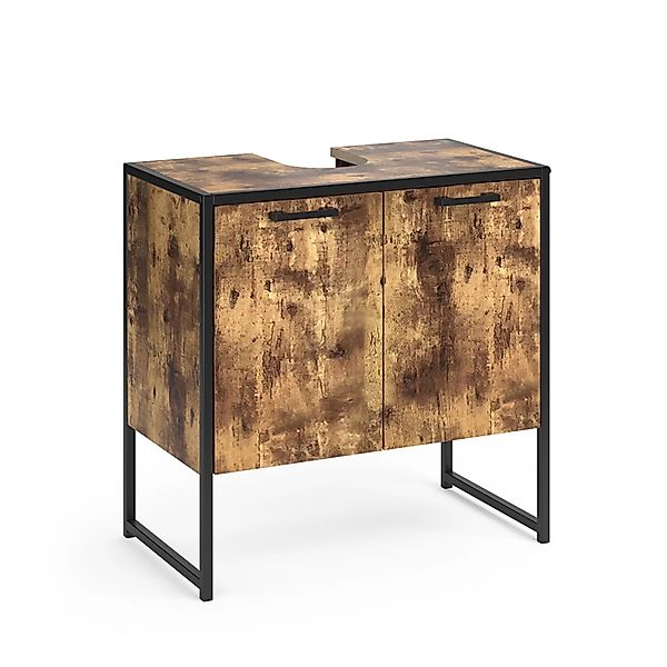 Vicco Waschbeckenunterschrank Fyrk, Eiche rustikal/Schwarz, 60 x 60 cm (1-S günstig online kaufen