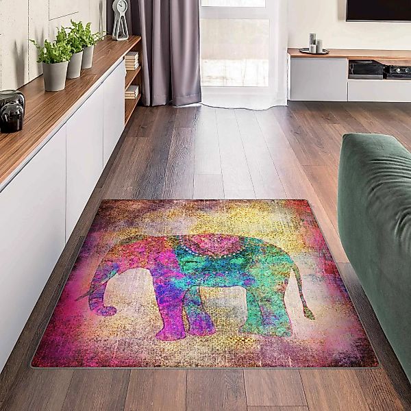Teppich Bunte Collage - Indischer Elefant günstig online kaufen