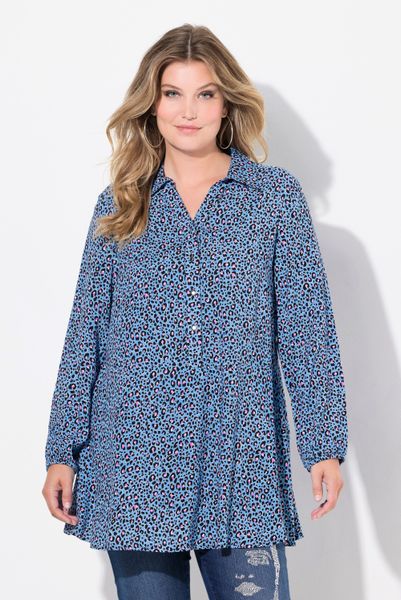 MIAMODA Hemdbluse Bluse A-Linie Leomuster Saum-Volant günstig online kaufen