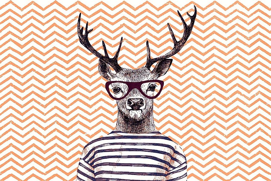 A.S. Création Leinwandbild "Modern Deer 2 - Wandbild Braun Orange Keilrahme günstig online kaufen