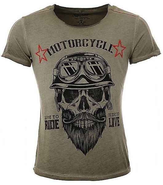 Key Largo T-Shirt für Herren Bearded Biker Skull Print Motiv vintage Look M günstig online kaufen