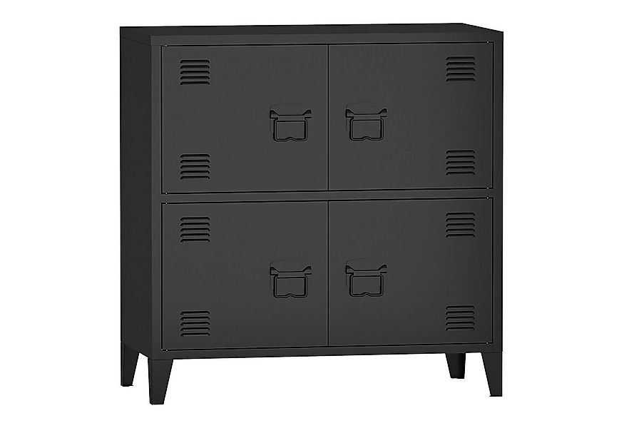 en.casa Mehrzweckschrank »Hamina« Büroschrank mit 4 Türen 80x40x82 cm Schwa günstig online kaufen