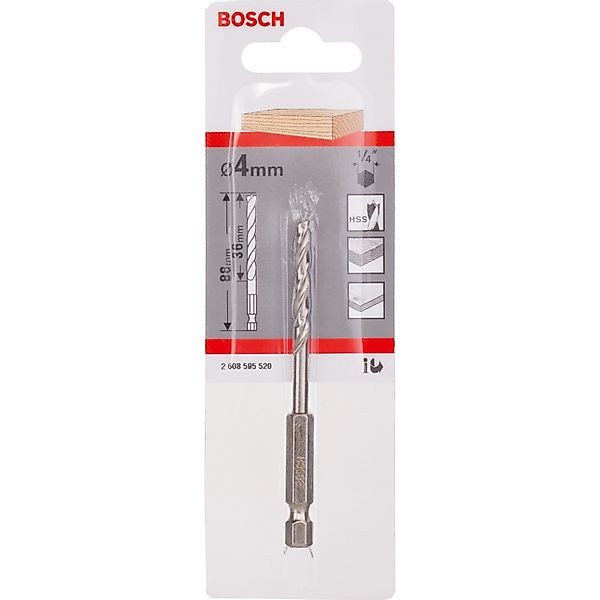 Bosch Holzspiralbohrer 1/4 Zoll-Sechskantschaft Ø 4 mm x 88 mm günstig online kaufen