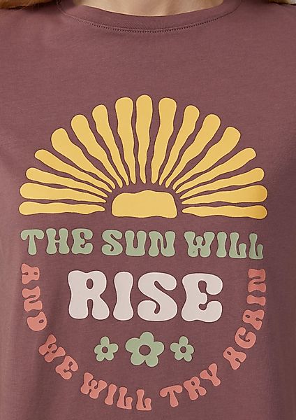 QS Kurzarmshirt Baumwollshirt mit Frontprint günstig online kaufen