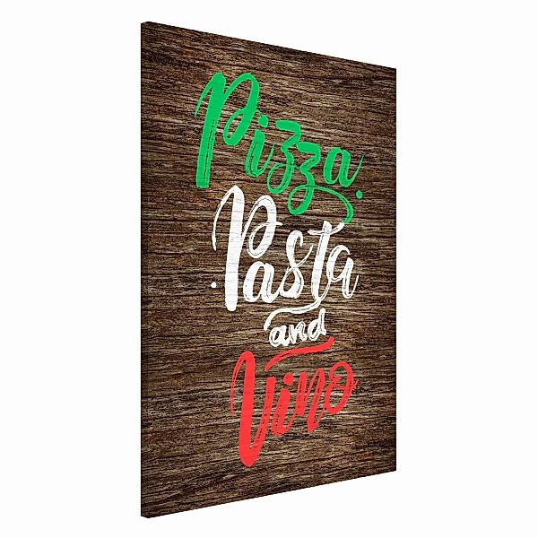 Magnettafel Pizza Pasta and Vino auf Planke günstig online kaufen