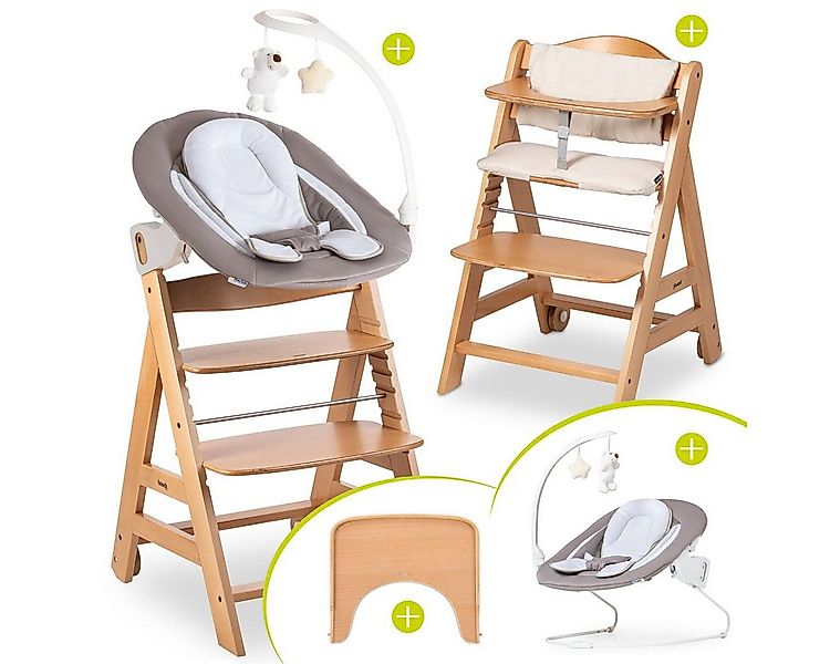 Hauck Hochstuhl Beta Plus Natur - Newborn Set Deluxe, Holz Babystuhl ab Geb günstig online kaufen