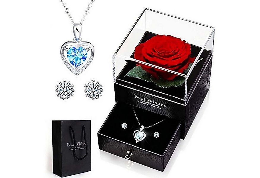 trends for living Schmuckset Ewige Rose Herz Halskette Ohrringe 925 silber günstig online kaufen