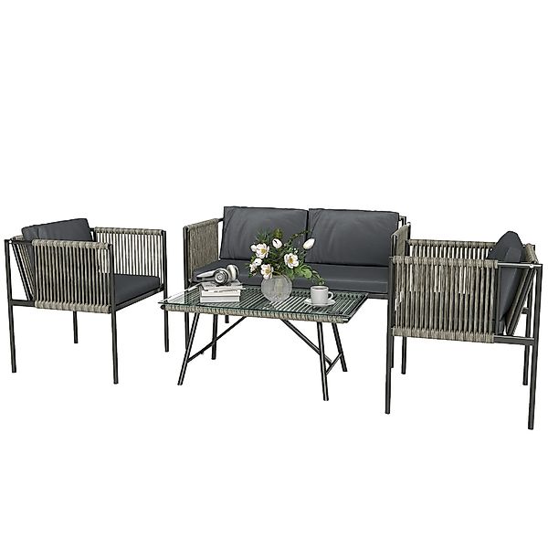 Outsunny Sitzgruppe mit 2er Sofa, Sessel, günstig online kaufen