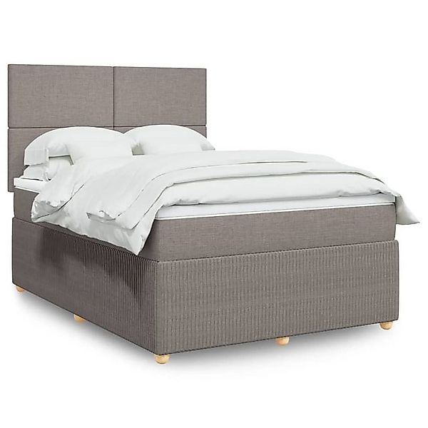 vidaXL Boxspringbett, Boxspringbett mit Matratze Taupe 140x200 cm Stoff günstig online kaufen
