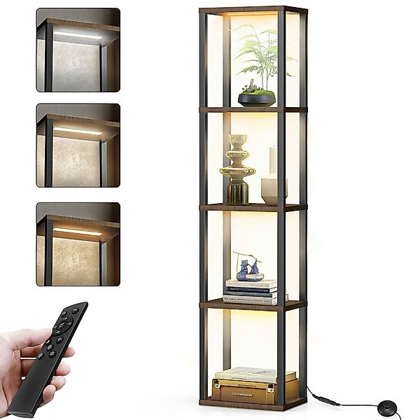 XERSEK Stehlampe Dimmbar LED Stehleuchte Bücherregal Regal aus Holz App Fer günstig online kaufen