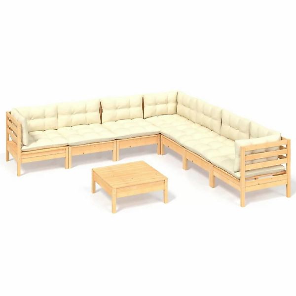 vidaXL 8-tlg Garten-Lounge-Set mit Creme Kissen Massivholz Kiefer Modell 18 günstig online kaufen