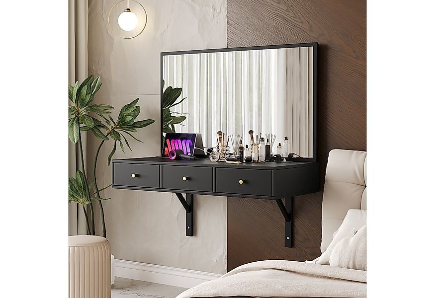 Flieks Schminktisch, Hängender Schminktisch 100x45x105cm mit Spiegel, Schub günstig online kaufen
