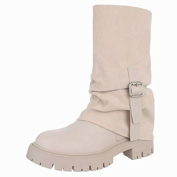 Ital-Design Modische Damenstiefel mit Gurt-Detail für günstig online kaufen