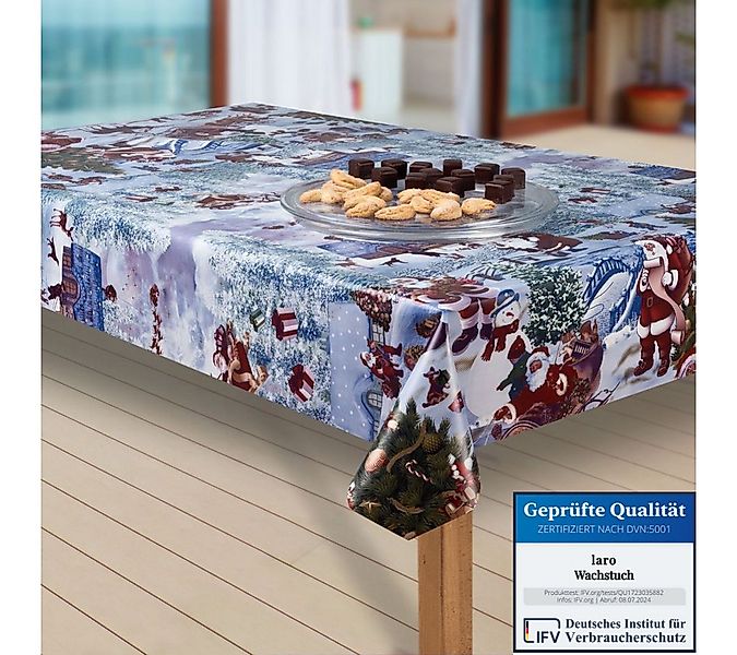 laro Tischdecke Wachstuch-Tischdecken Abwaschbar Weihnachtsmann blau rechte günstig online kaufen