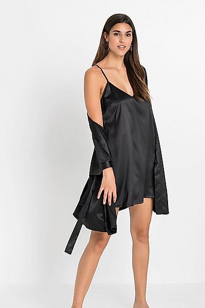 bonprix Morgenmantel, Kurzform, Satin, Gürtel, im Kimono-Stil mit Negligé günstig online kaufen