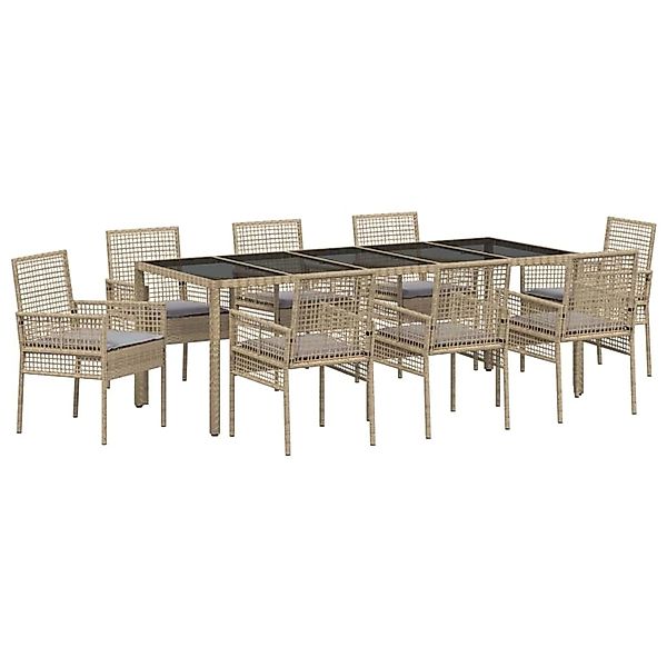vidaXL Garten Essgruppe 9-Tlg Beige Poly Rattan 3334885 günstig online kaufen