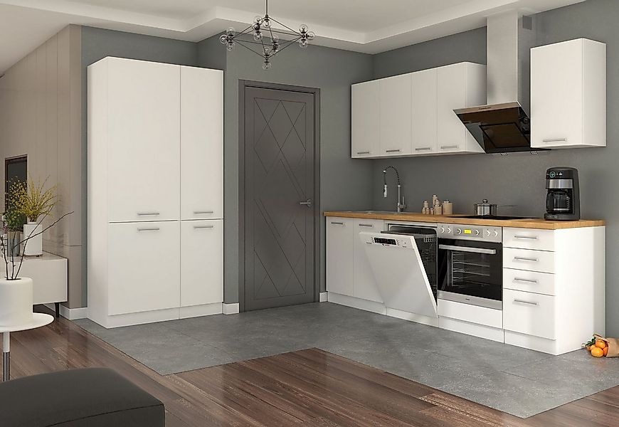 Küchen-Preisbombe Küchenzeile Eko White 240 + 100 cm weiß Küchenblock Einba günstig online kaufen