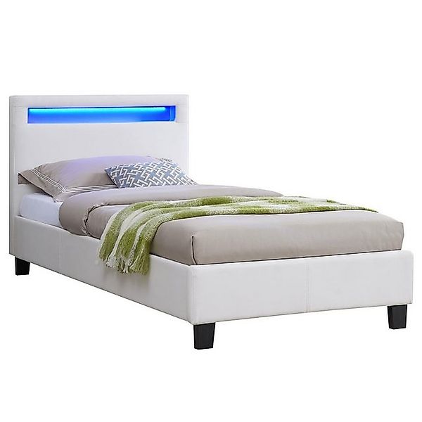 CARO-Möbel Polsterbett MANDALAY, LED Bett 90 x 200 cm Einzelbett mit Latten günstig online kaufen