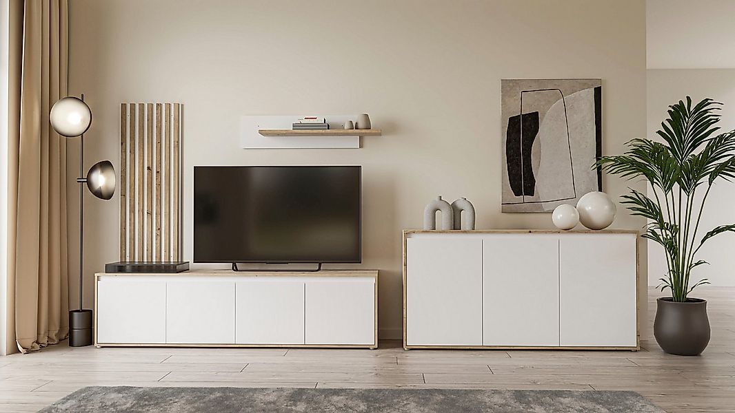 FORTE Sideboard Kommode groß Breite ca 152 cm (B/H/T 152,3/78,5/42 cm), gri günstig online kaufen