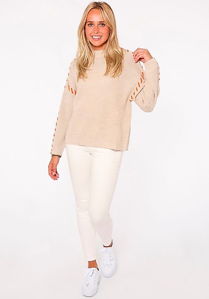 Zwillingsherz Strickpullover "Stitching" kontrastfarbige Nähte, hoher günstig online kaufen