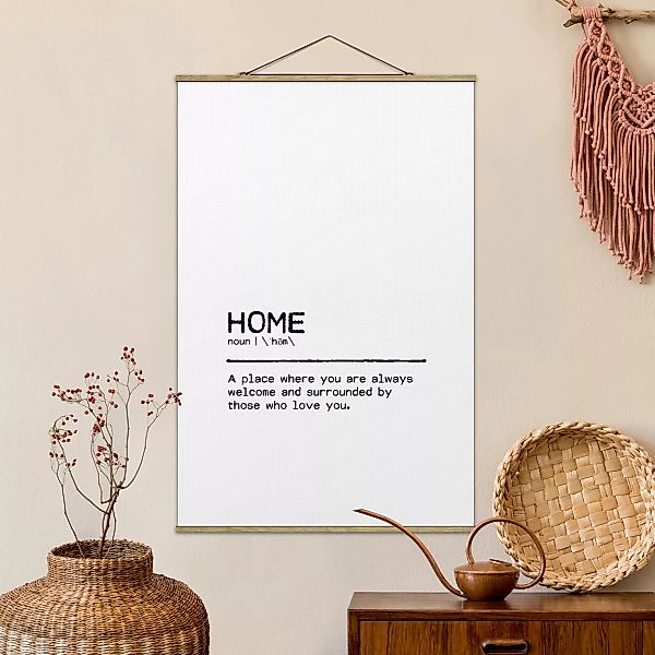 Stoffbild mit Posterleisten Definition Home Welcome günstig online kaufen