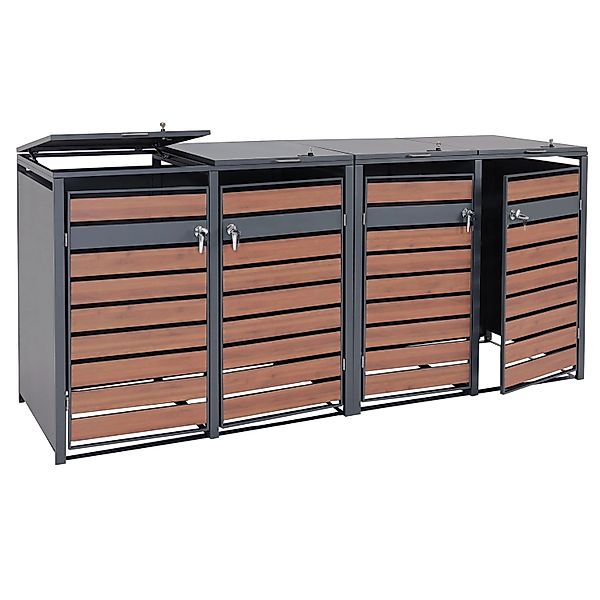 PROREGAL Mülltonnenbox 4er/8er XL 117x284x98cm Metall 118kg Anthrazit Kirsc günstig online kaufen