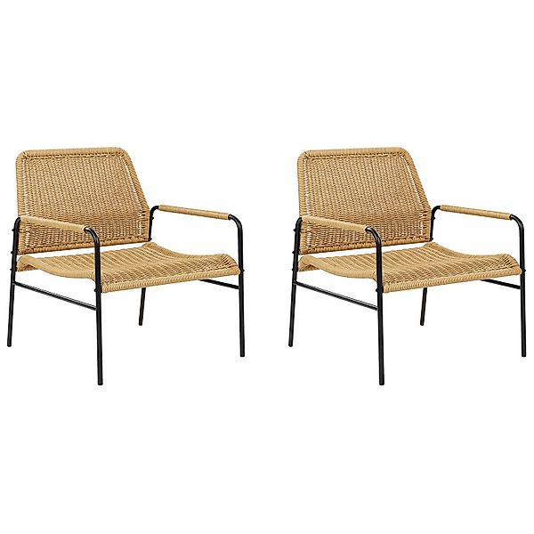 Beliani Sessel Naturfarben Beige Schwarz 67x63x78 günstig online kaufen