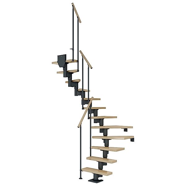 Dolle Mittelholmtreppe Dublin Ahorn Anthrazit GH bis 270 cm 1/2 Gewendelt 7 günstig online kaufen