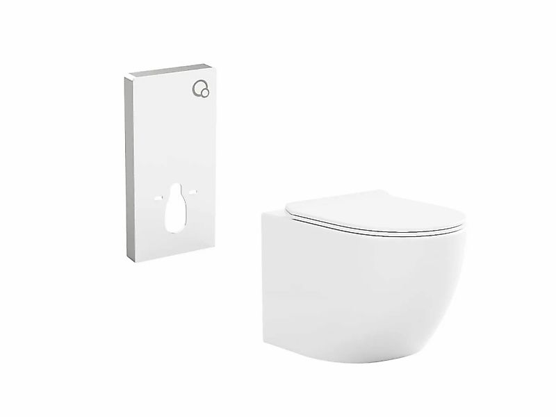 Sparset - Wand-WC mit dekorativem Trägergestell - Weiß glänzend - JAVOINE günstig online kaufen