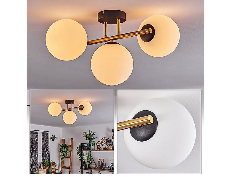 hofstein Deckenleuchte Deckenlampe aus Metall/Glas in Schwarz/Goldfarben/Mi günstig online kaufen