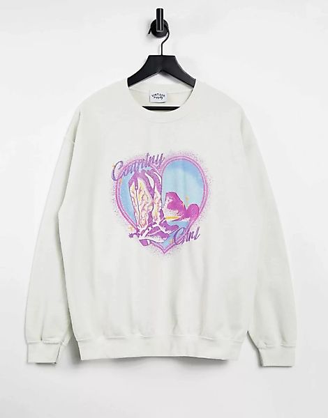Vintage Supply – Oversized Sweatshirt mit „Country Girl”-Print-Weiß günstig online kaufen