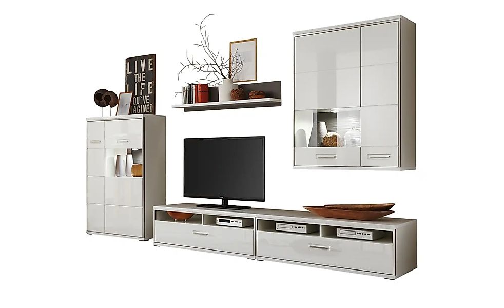 uno Wohnwand   Setto ¦ weiß ¦ Maße (cm): B: 342 H: 201 T: 51.0 Wohnwände - günstig online kaufen