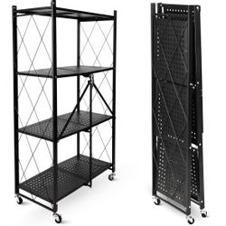 deluxe4home Mehrzweckregal Klappregal rollbar in schwarz günstig online kaufen