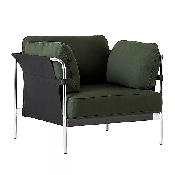 HAY - Can 2.0 Sessel Gestell Stahl verchromt - dunkelgrün/Stoff Kvadrat Ste günstig online kaufen