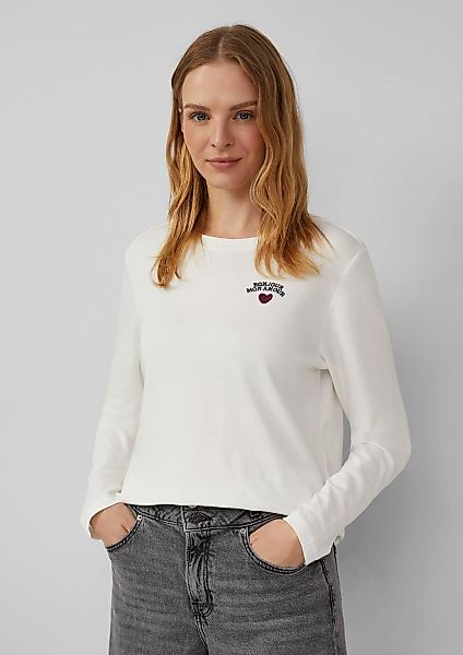 s.Oliver Langarmshirt Verkürztes Longsleeve mit Stickerei-Detail günstig online kaufen