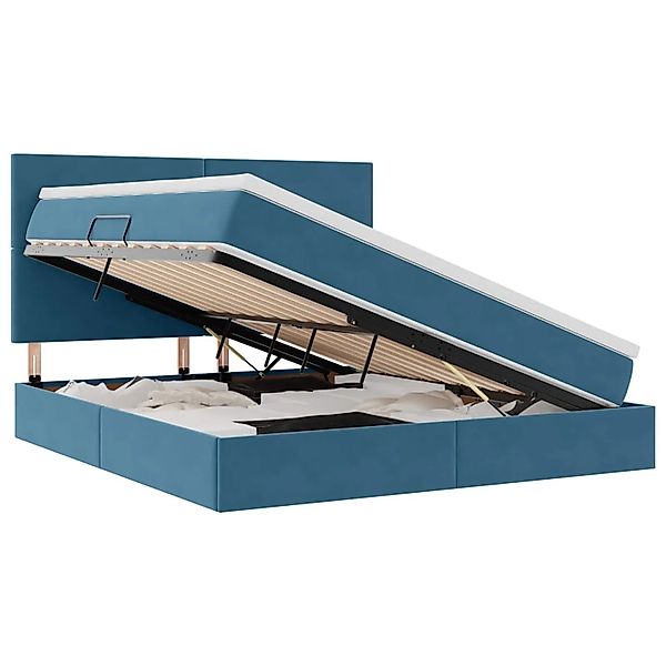 vidaXL Bett mit Stauraum und LED Dunkelblau 160 x 200 cm Samt 3371983 günstig online kaufen