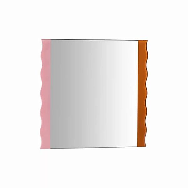 Wandspiegel Wobbly glas rosa / 30,5 x 30 cm - & klevering - Rosa günstig online kaufen